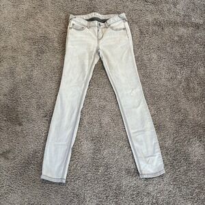 Free People Women's Size 29‎ Jeans Low Waisted Light Grey Skinny Stained